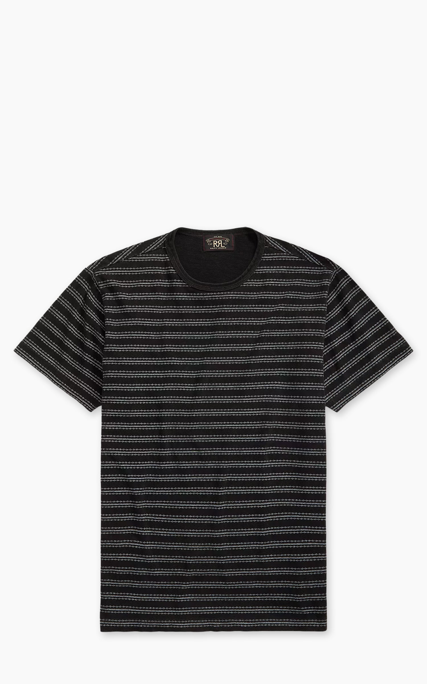 RRL Indigo Striped Jacquard T-Shirt Black Multi