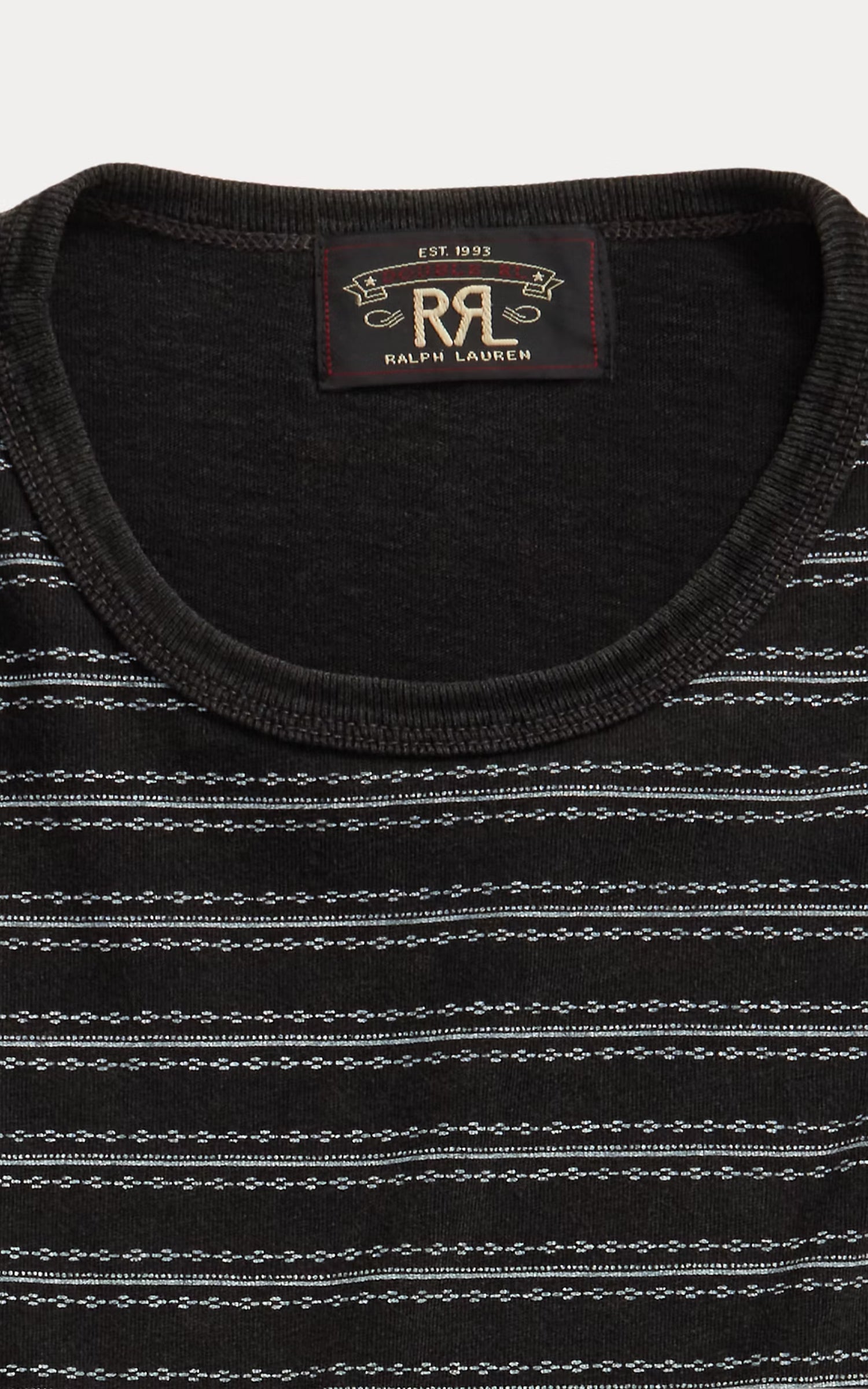 RRL Indigo Striped Jacquard T-Shirt Black Multi
