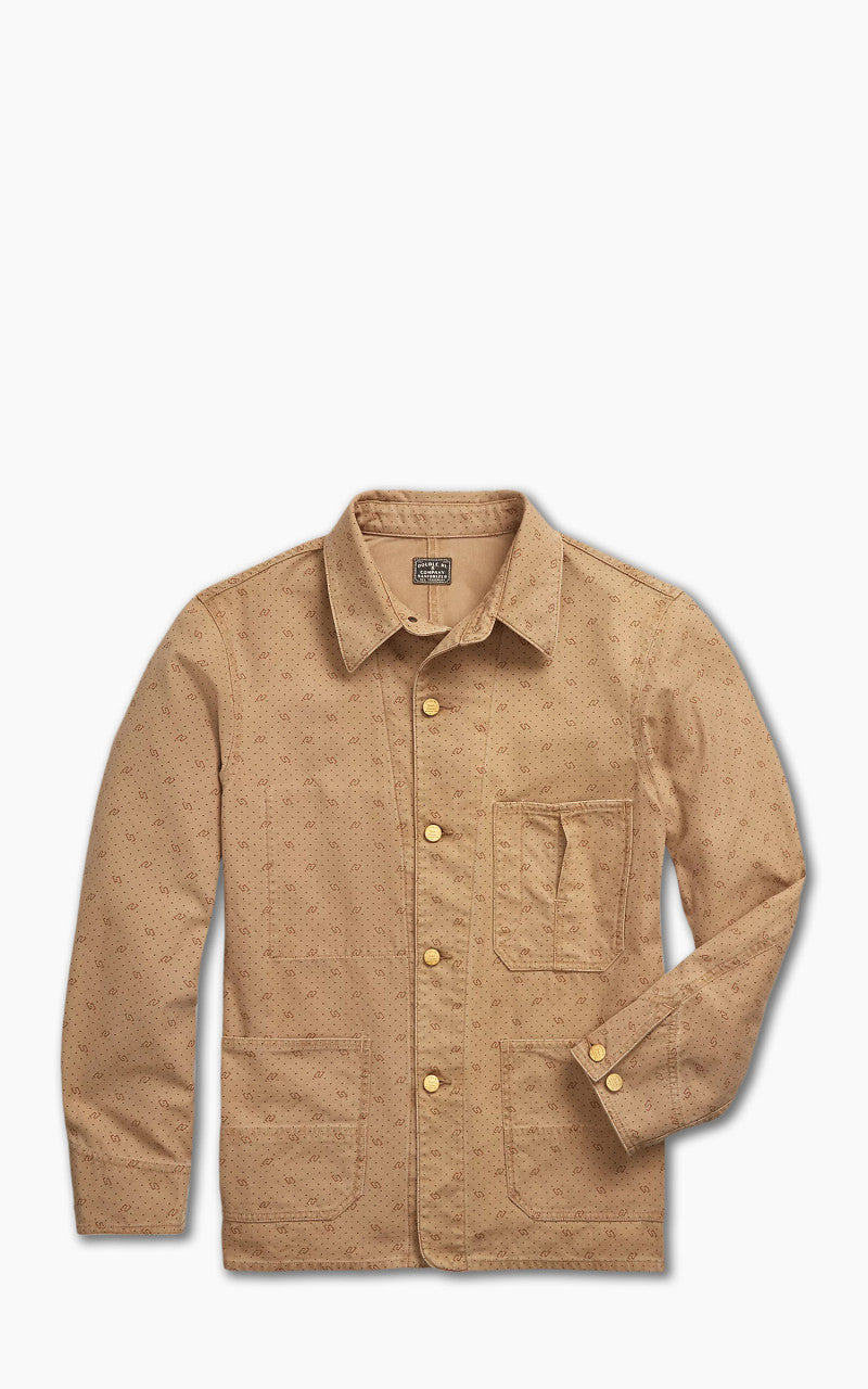 RRL Utility Jacket Print Reverse-Twill Printed Washed Khaki
