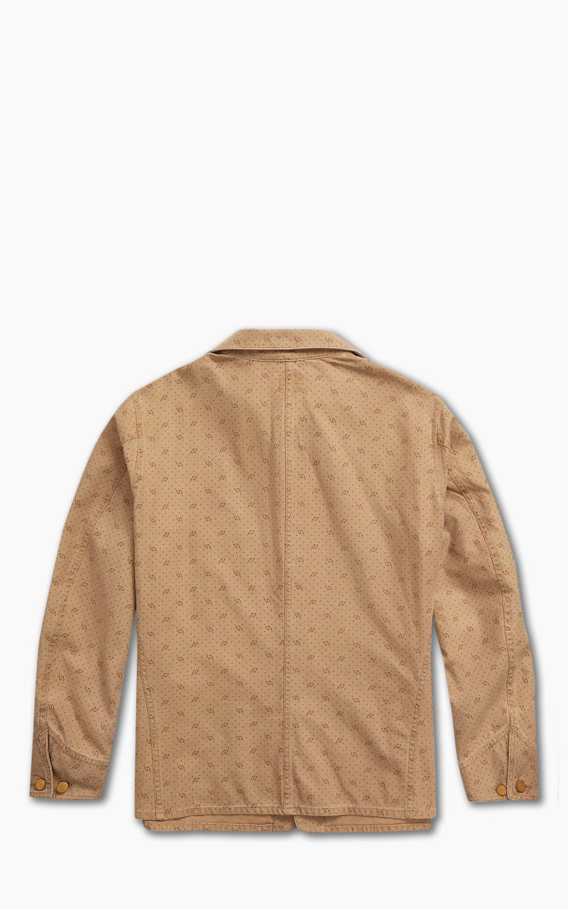 RRL Utility Jacket Print Reverse-Twill Printed Washed Khaki