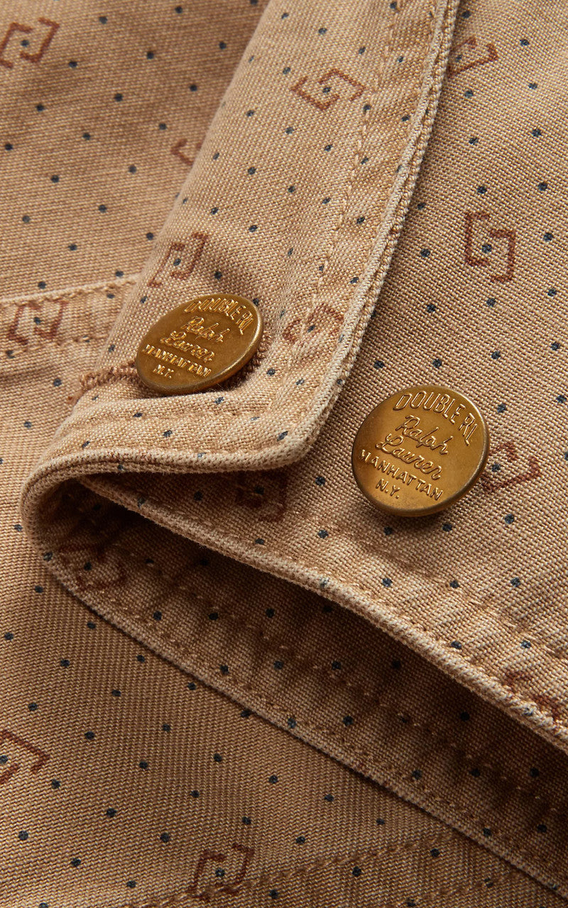RRL Utility Jacket Print Reverse-Twill Printed Washed Khaki