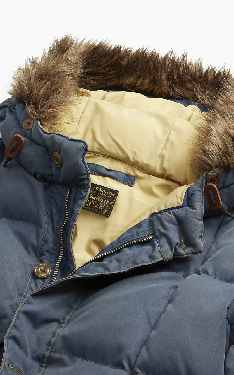 RRL Faux-Fur-Trim Quilted Jacket Steel Blue