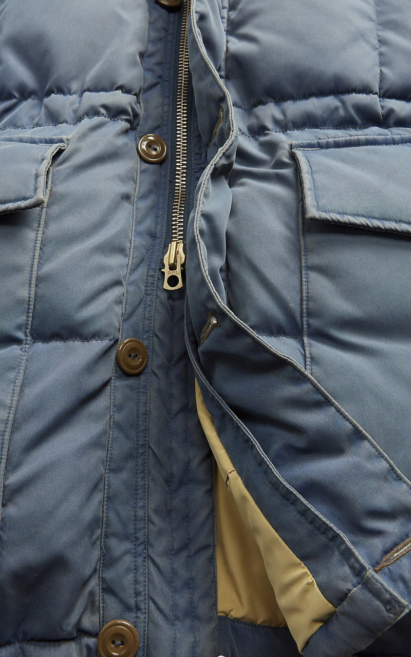 RRL Faux-Fur-Trim Quilted Jacket Steel Blue