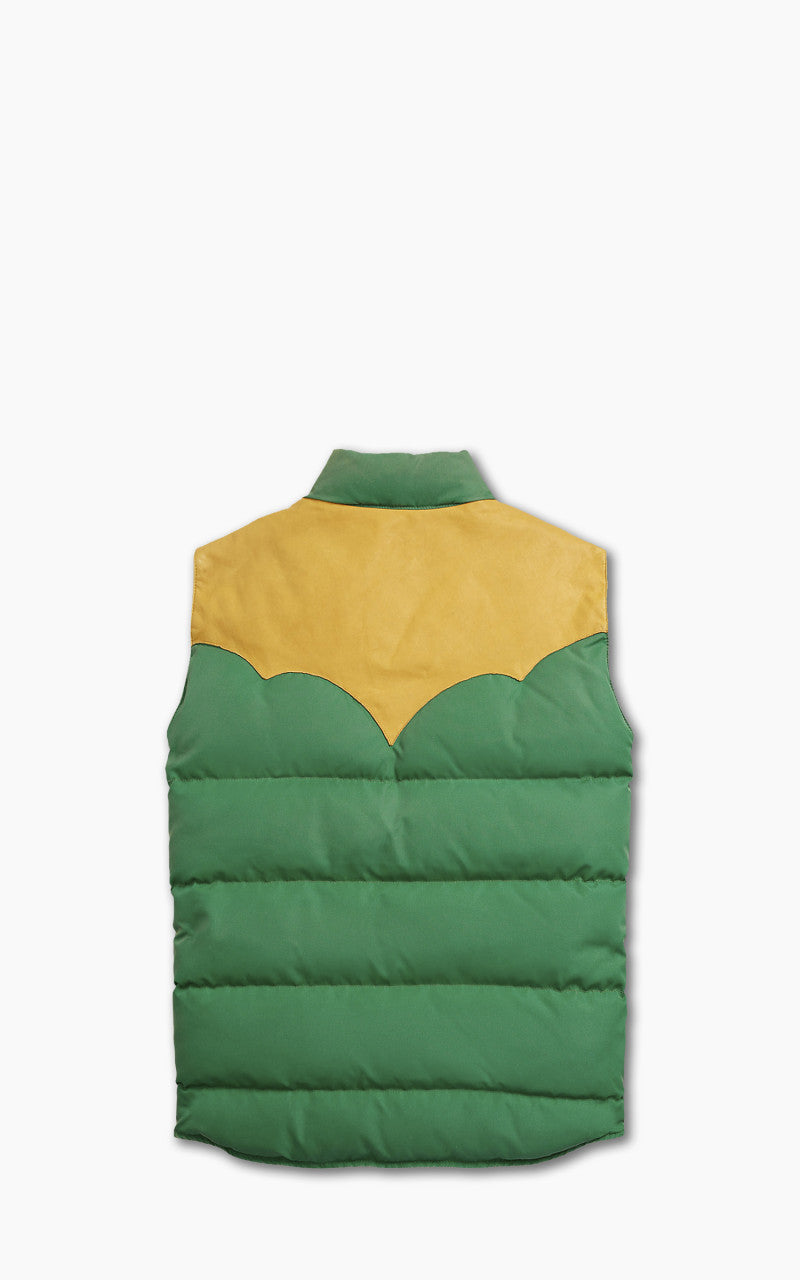 RRL Leather-Yoke Quilted Vest Kelly Green