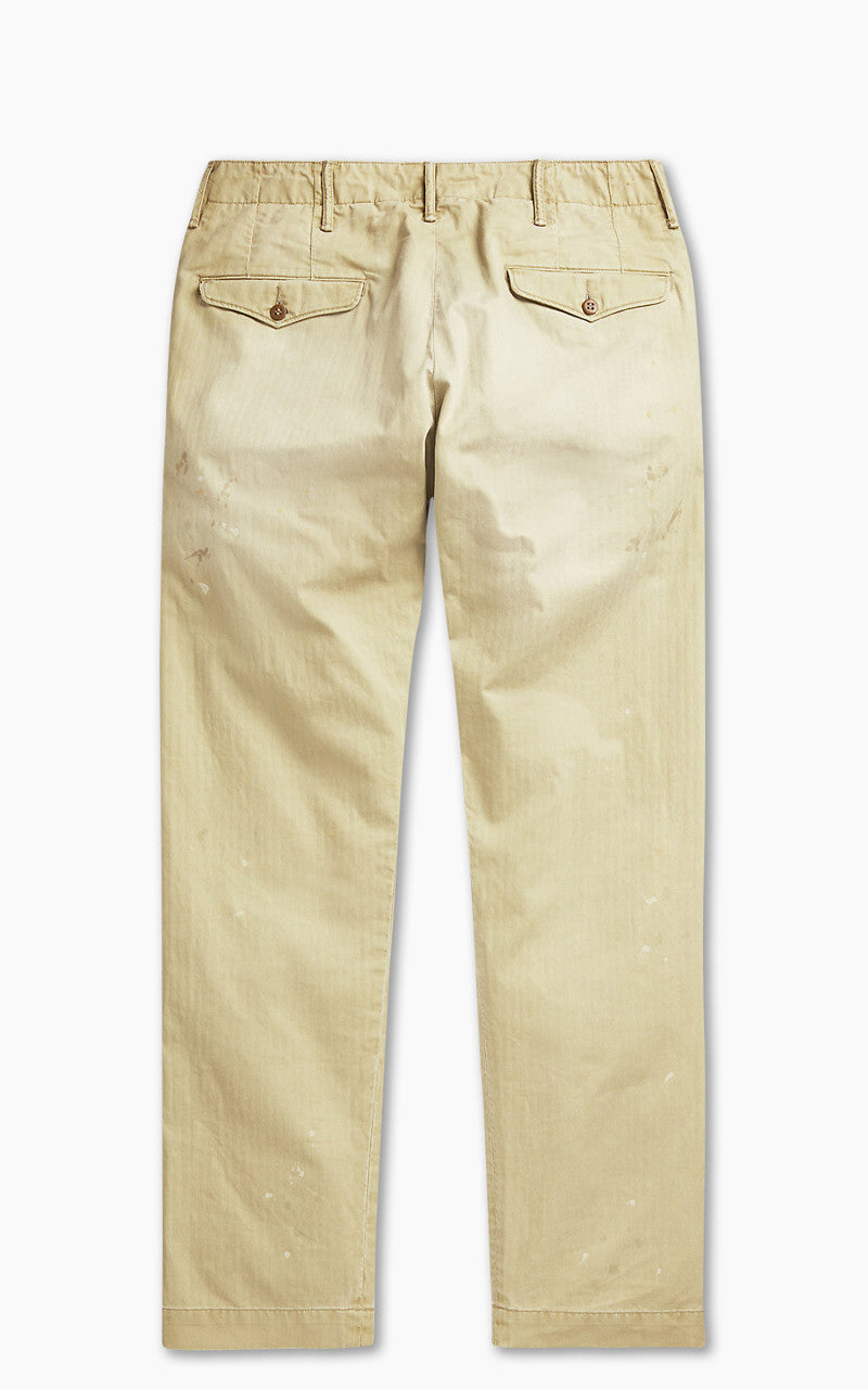 RRL Officer's Trouser Distressed Herringbone Vintage Khaki