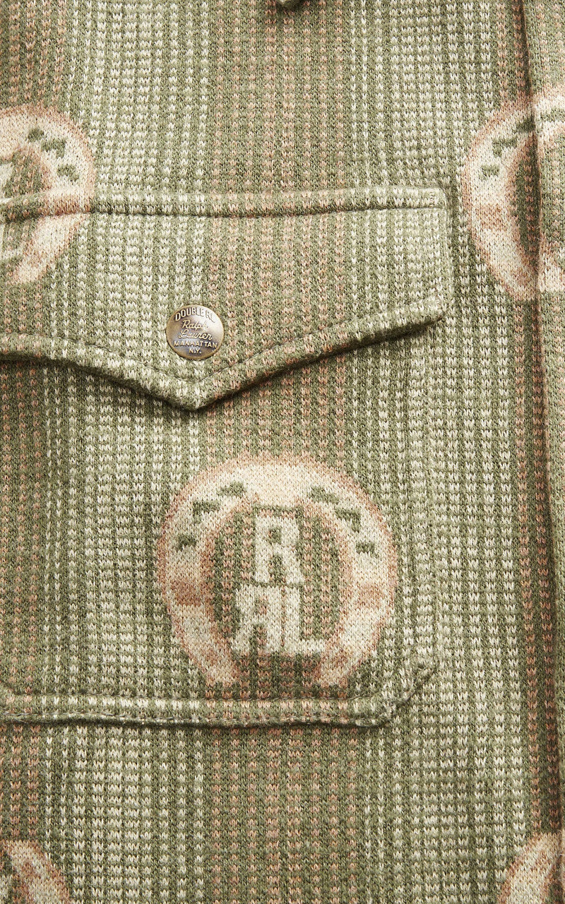 RRL Horseshoe-Logo Cotton Overshirt Jumper Sage Multi
