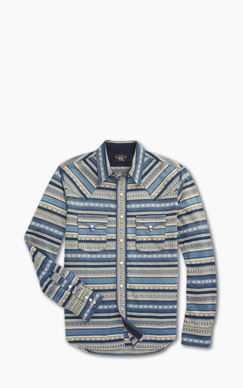 RRL Buffalo Western Shirt Jacquard Indigo