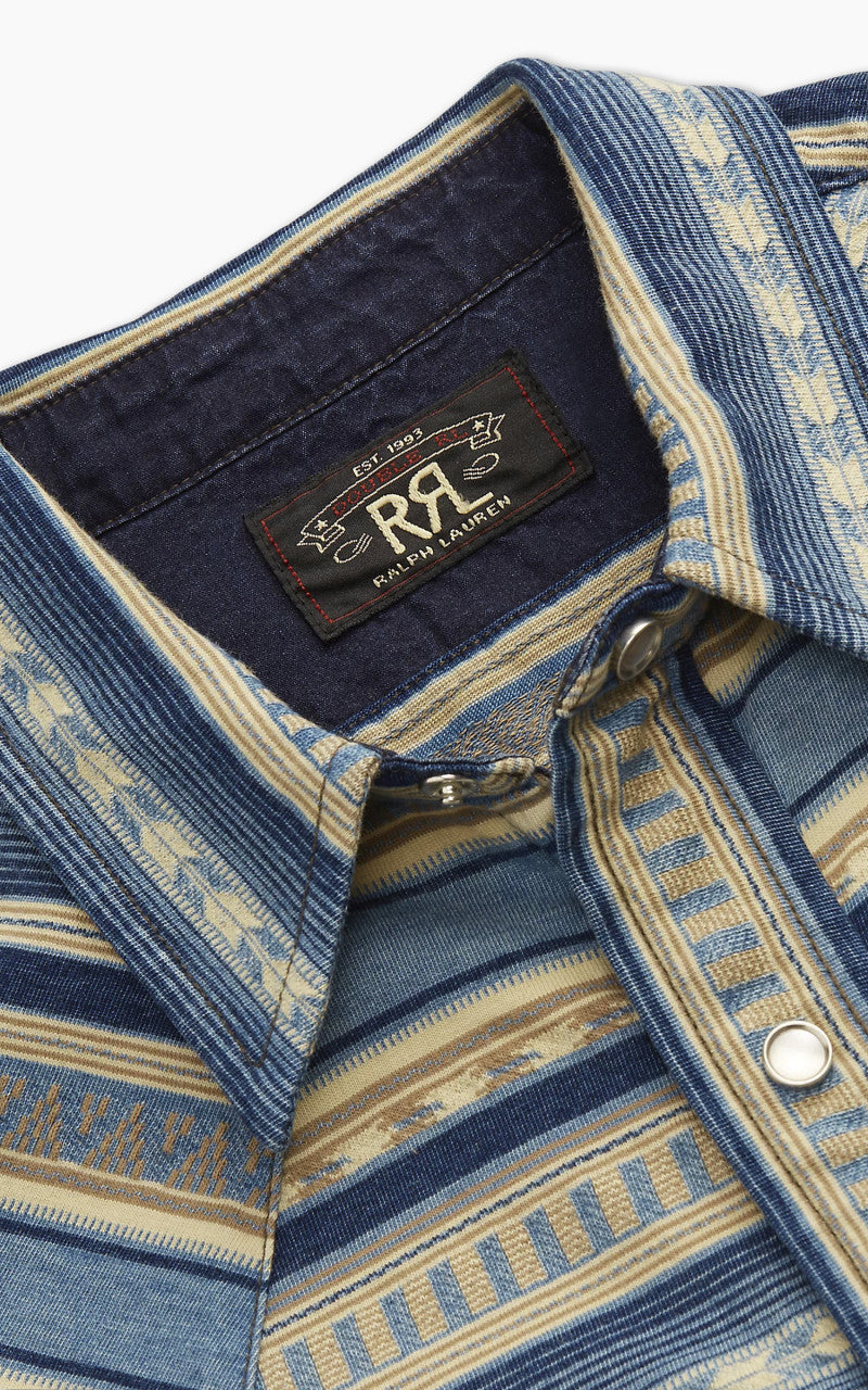 RRL Buffalo Western Shirt Jacquard Indigo