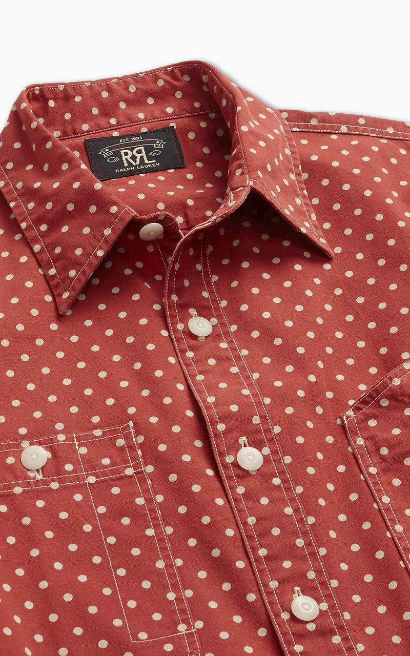 RRL Polka-Dot Woven Workshirt Red/Cream
