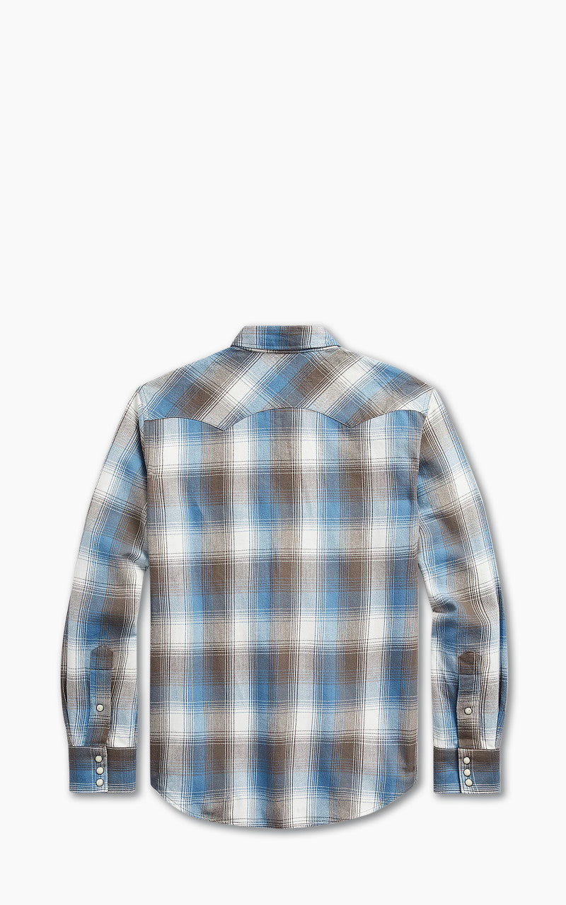 RRL Buffalo Western Shirt Plaid Twill Blue Multi
