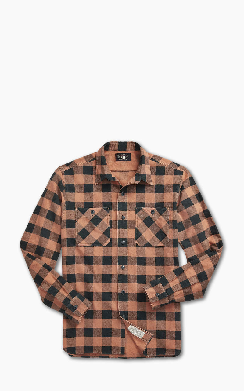 RRL Buffalo Check Chamois Workshirt Coral/Black
