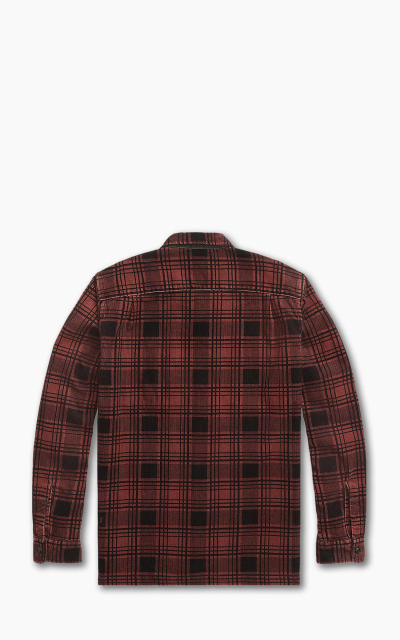RRL Plaid-Print Corduroy Camp Shirt Red/Black