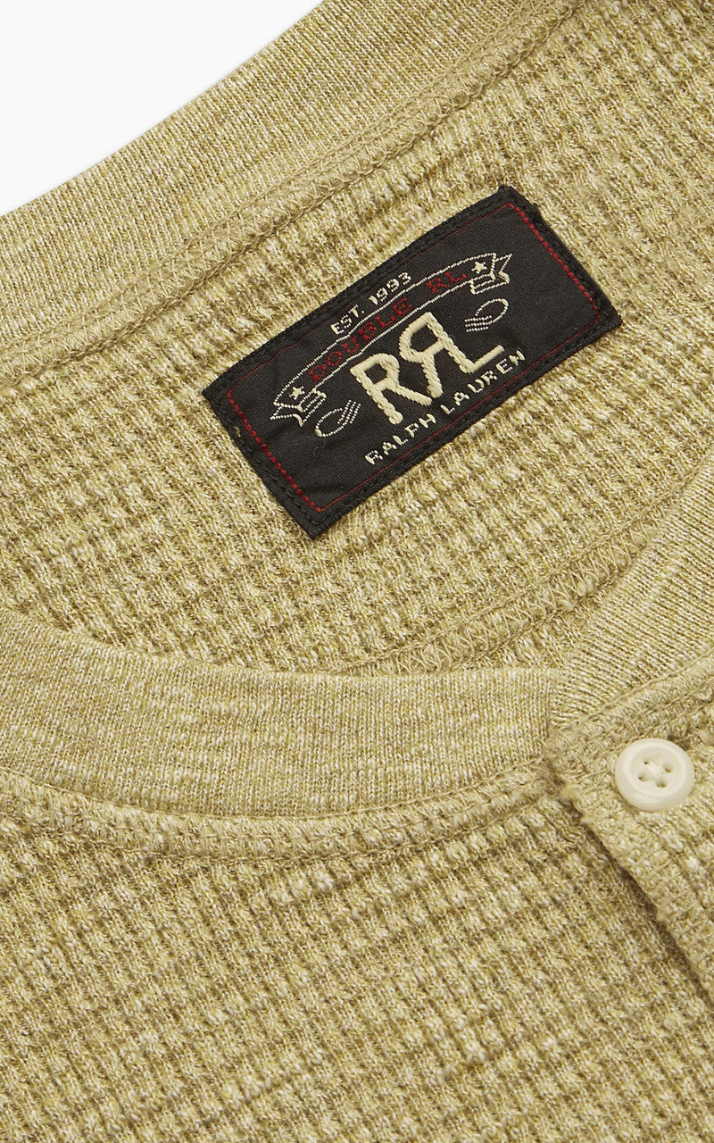 RRL Waffle-Knit Henley Shirt Tan Heather