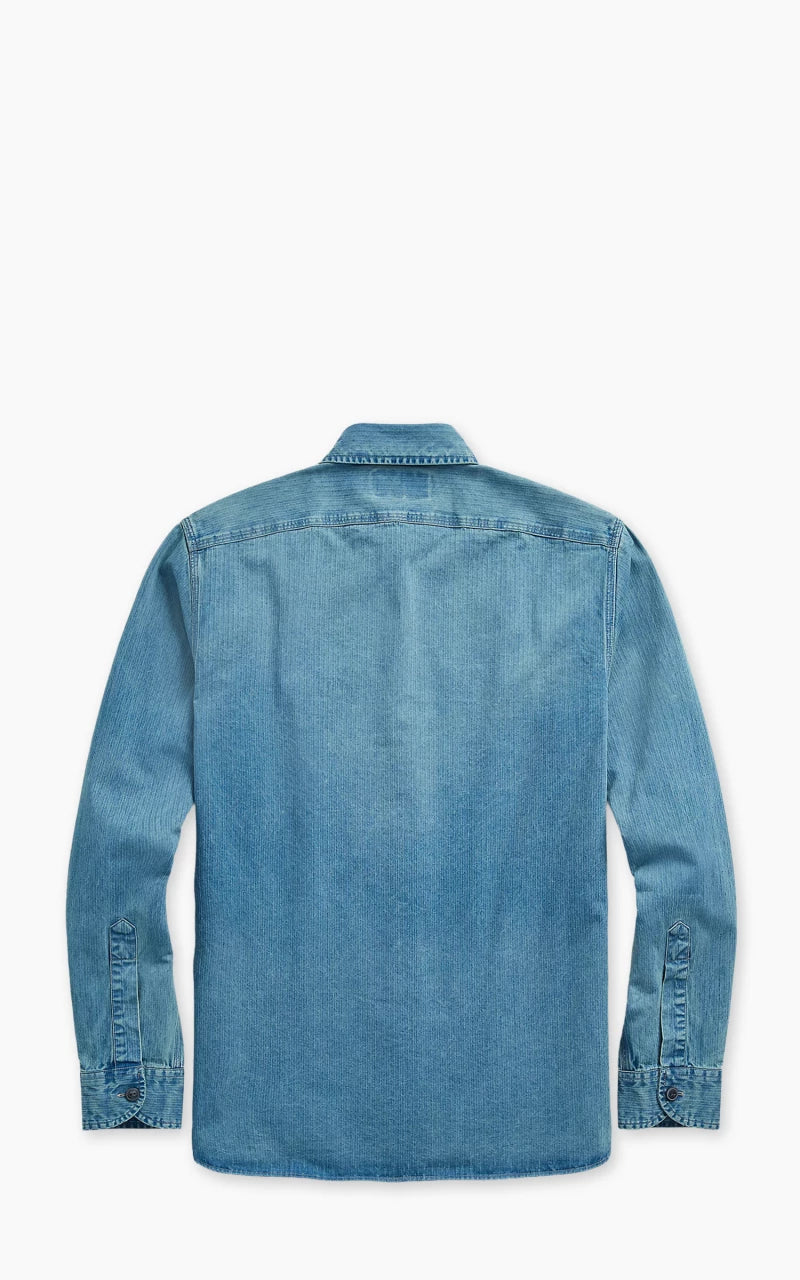RRL Indigo Herringbone Twill Workshirt Faded Indigo
