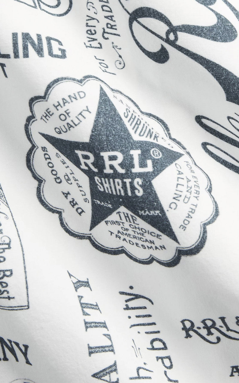 RRL Poplin Graphic Workshirt White/Blue