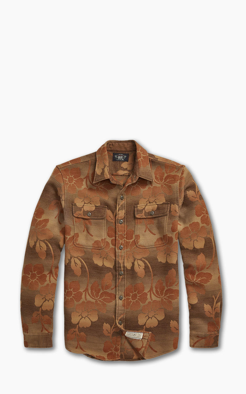 RRL Floral Jacquard Workshirt Brown/Orange