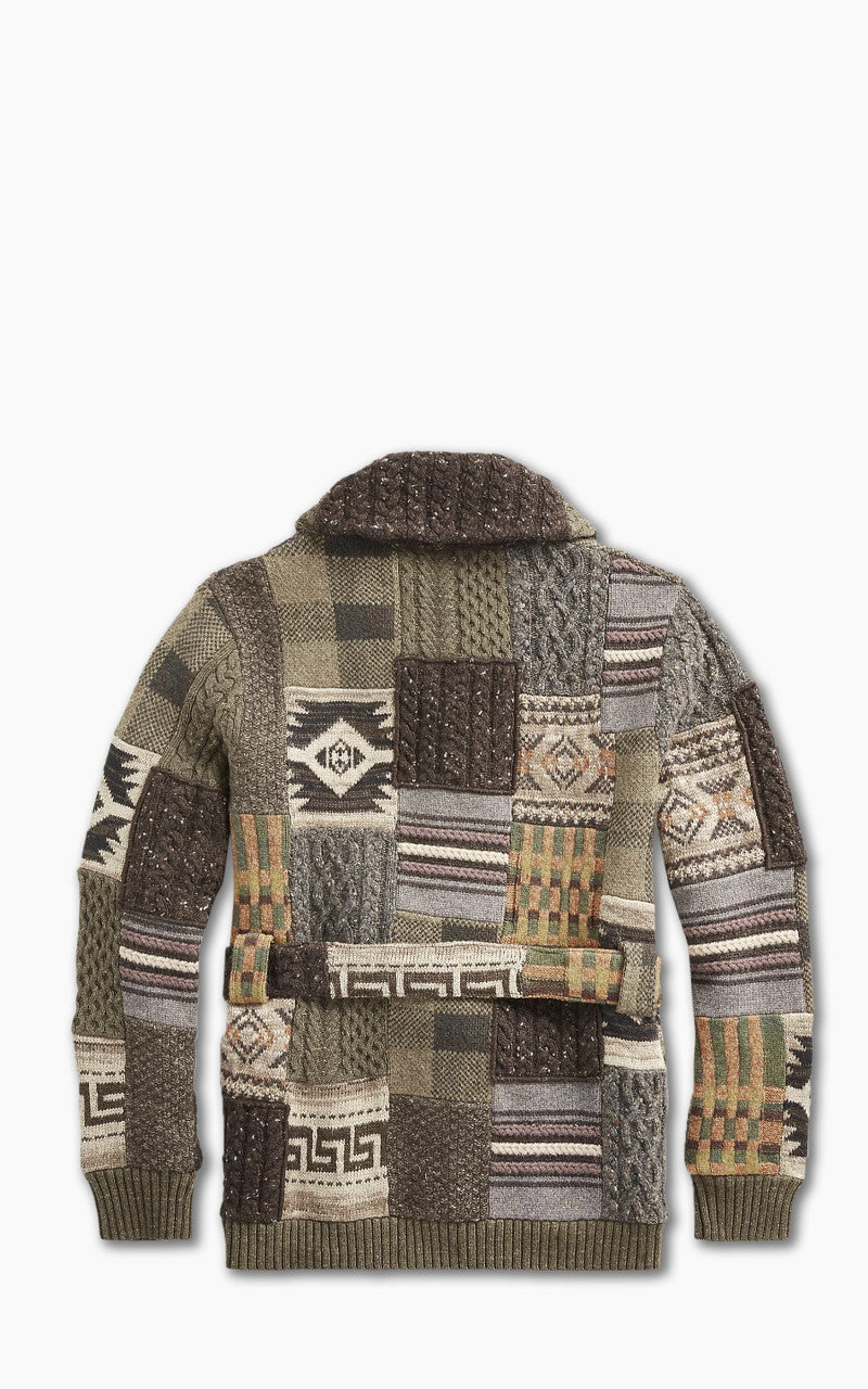 RRL Patchwork Wool-Blend Ranch Cardigan Brown/Multi