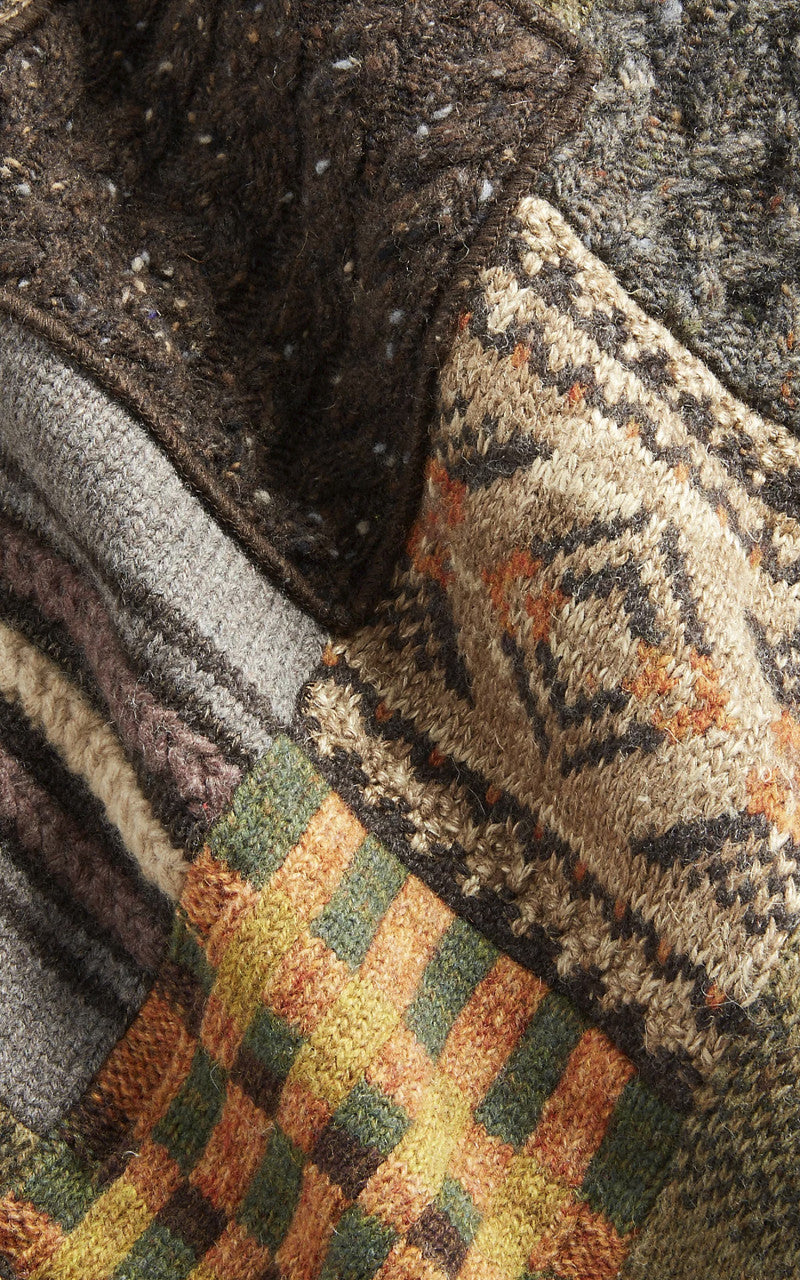RRL Patchwork Wool-Blend Ranch Cardigan Brown/Multi