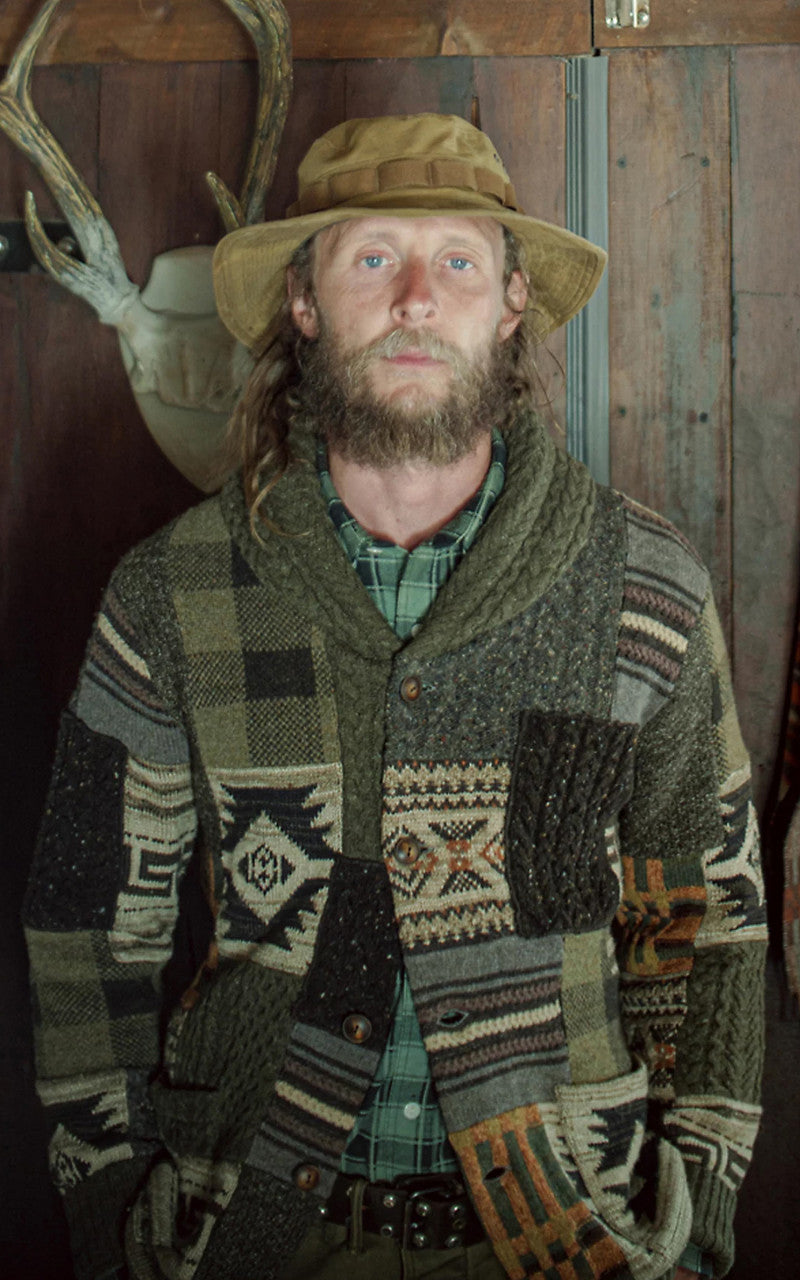 RRL Patchwork Wool-Blend Ranch Cardigan Brown/Multi