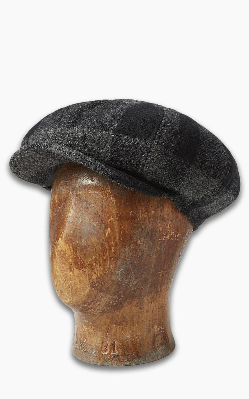 RRL Plaid Wool Twill Newsboy Cap Black/Grey