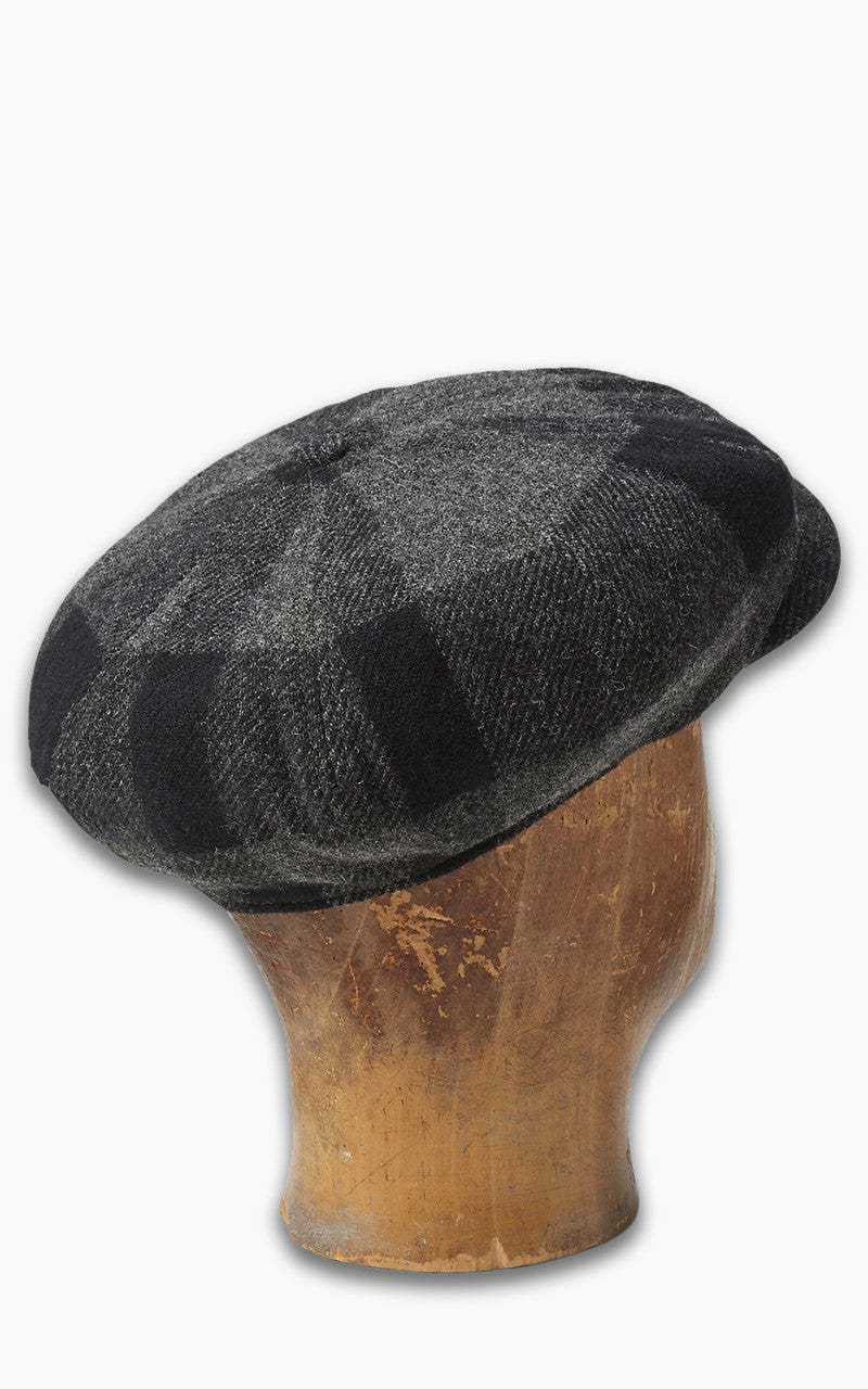 RRL Plaid Wool Twill Newsboy Cap Black/Grey