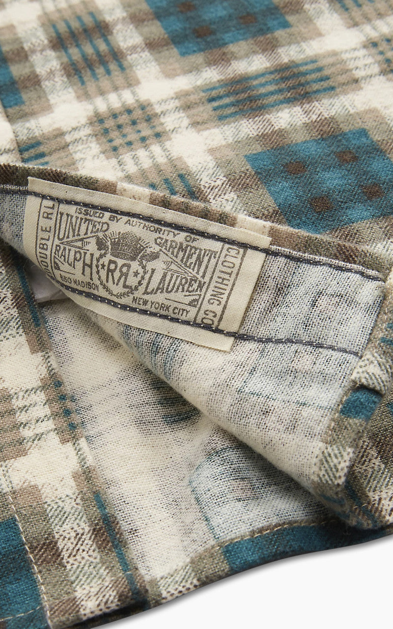 RRL Plaid-Print Chamois Workshirt Green/Multi