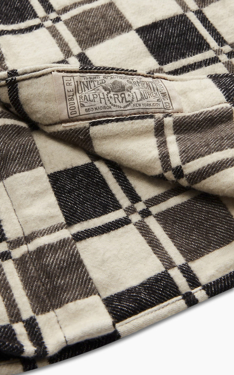 RRL Plaid Brushed Jacquard Workshirt Black/Creme