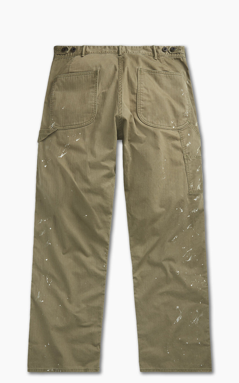 RRL Distressed Herringbone Carpenter Trouser Olive