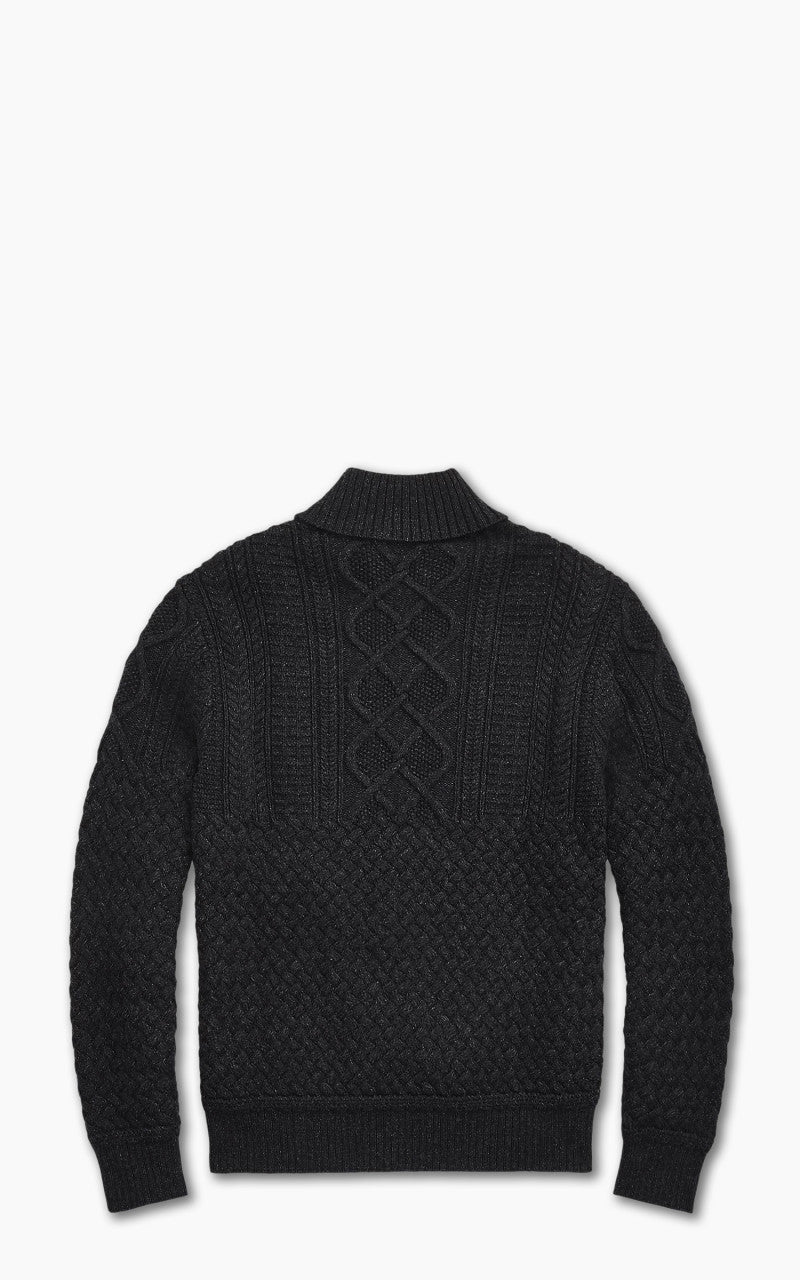RRL Cotton-Wool Mockneck Jumper Black Heather