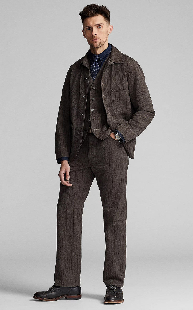 RRL Striped Jaspe Twill Field Trouser Black/White