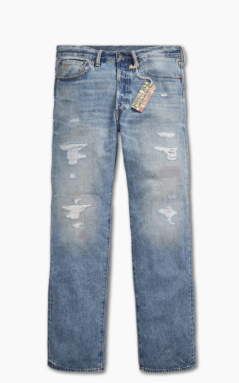 RRL Straight Fit Jean Repaired Clearville Wash