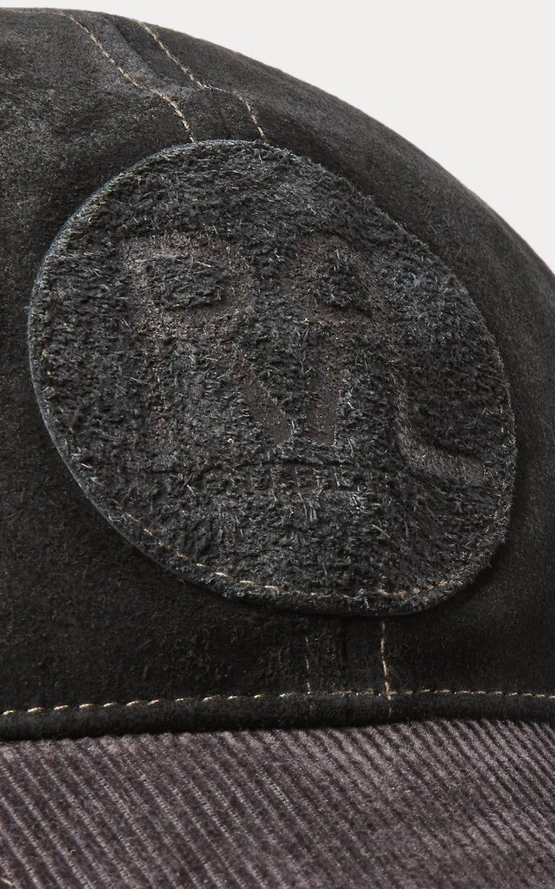 RRL Ranch Logo Suede Ball Cap Black