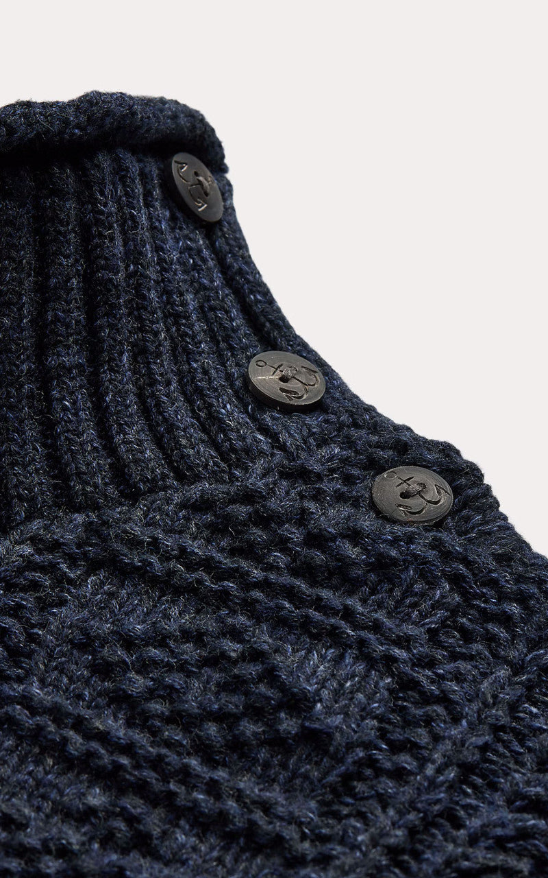 RRL Cable Mock Neck Pullover Dark Navy Heather