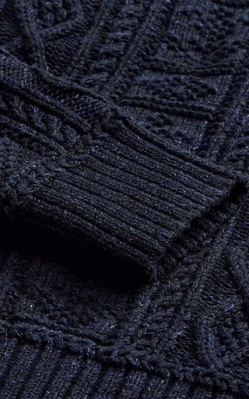RRL Cable Mock Neck Pullover Dark Navy Heather