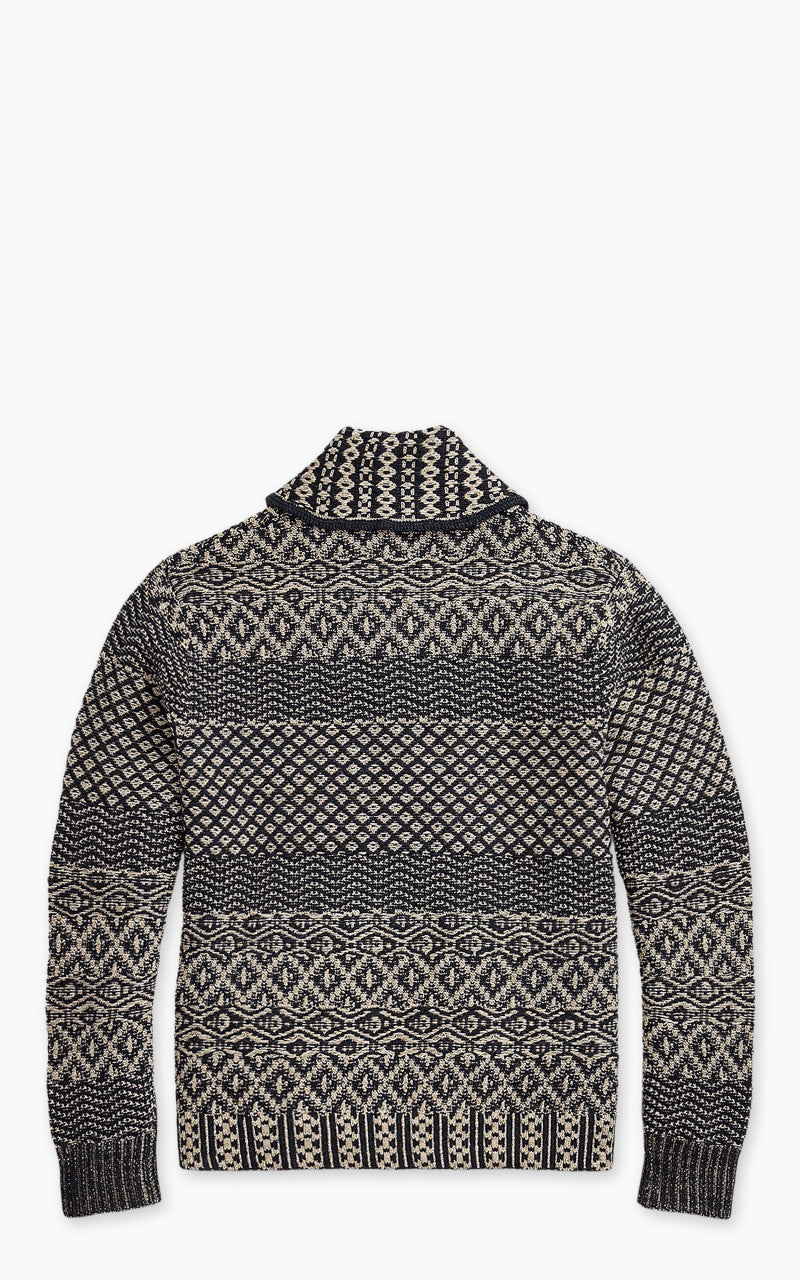 RRL Cotton Blend Shawl Collar Cardigan Navy/Cream