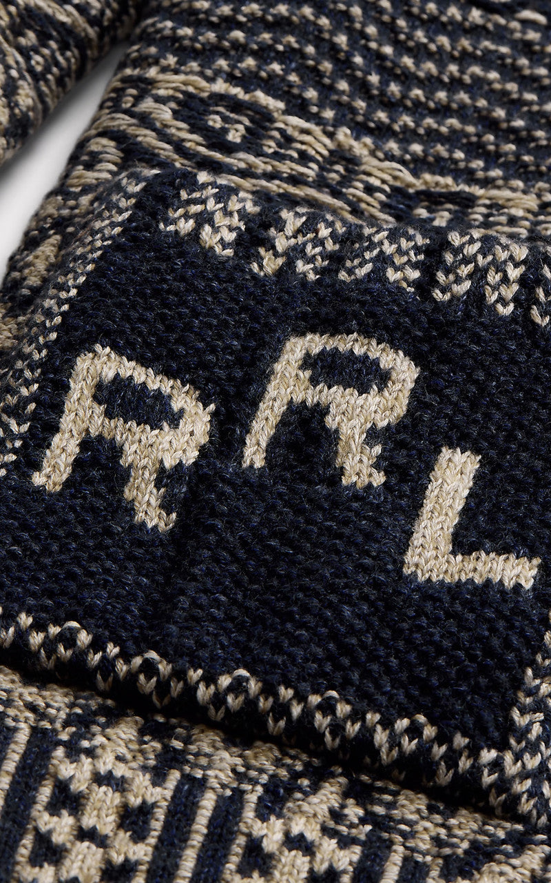 RRL Cotton Blend Shawl Collar Cardigan Navy/Cream