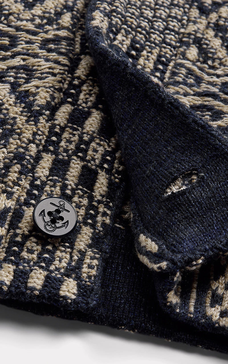 RRL Cotton Blend Shawl Collar Cardigan Navy/Cream