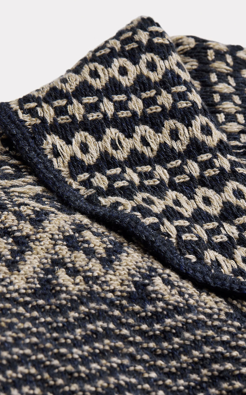 RRL Cotton Blend Shawl Collar Cardigan Navy/Cream