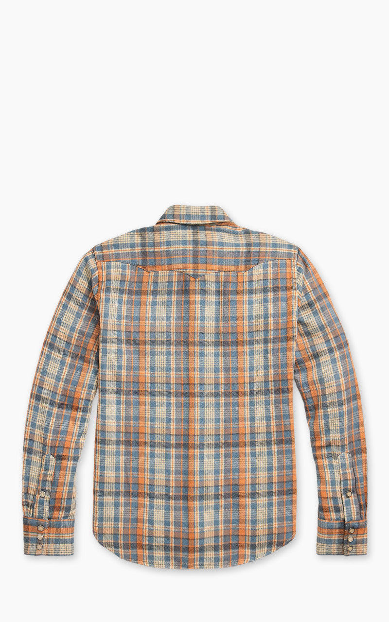 RRL Buffalo Plaid Twill Western Shirt Blue/Orange