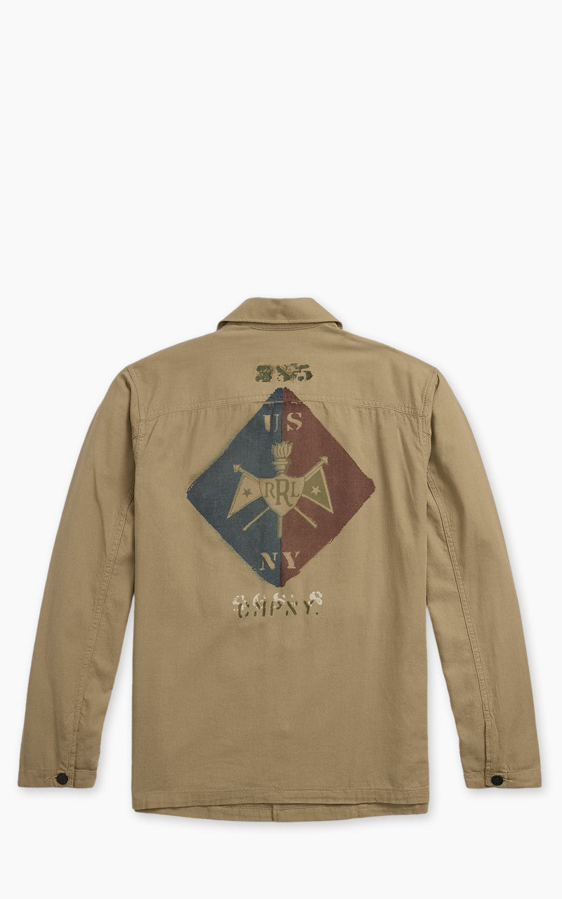 RRL Dobby Graphic Overshirt Dark Tan