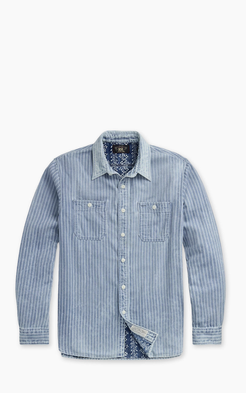 RRL Indigo Striped Double Faced Workshirt Striped/Indigo Print