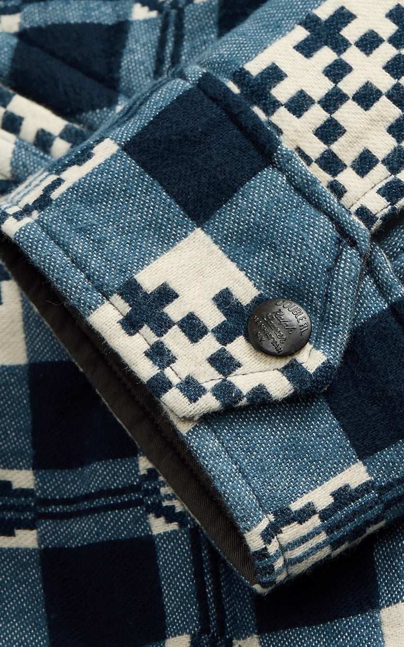 RRL Patterned Jacquard Overshirt Creme/Navy