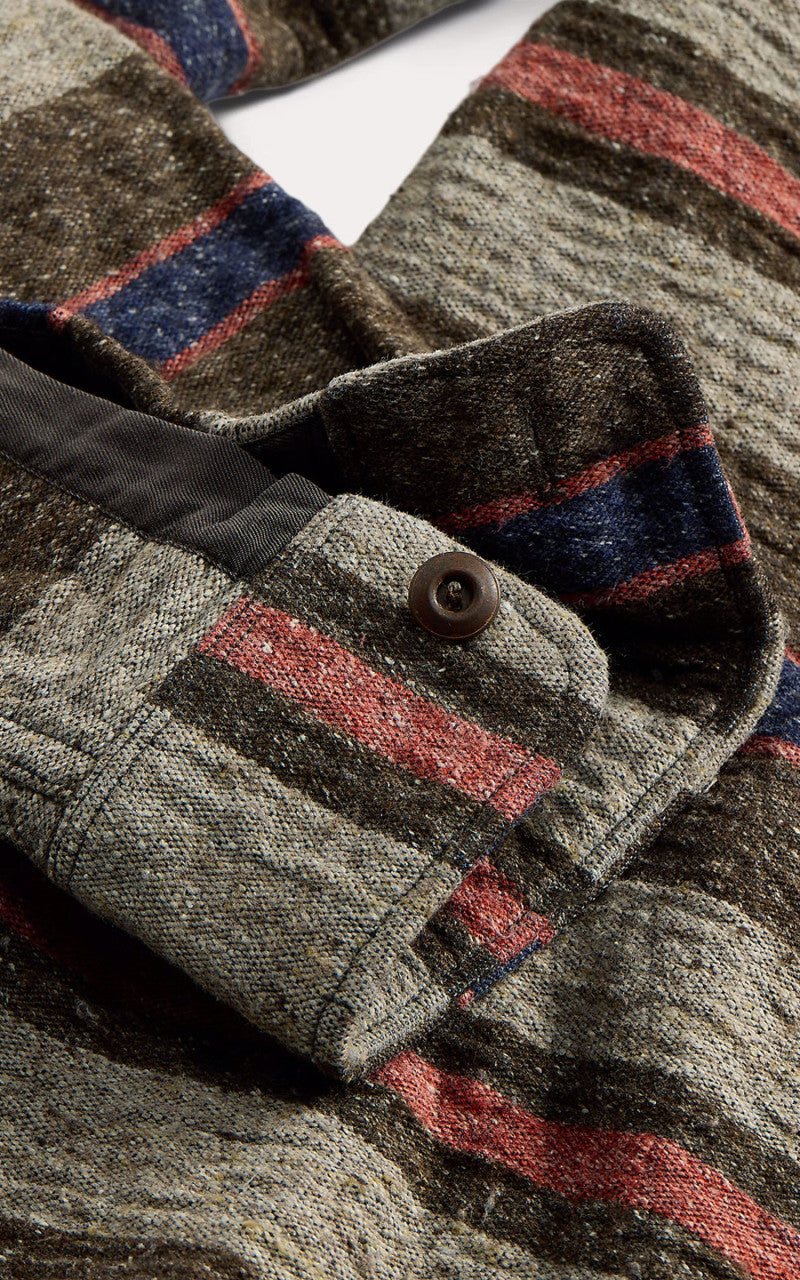 RRL Preston Striped Double Cloth Workshirt Brown Multi
