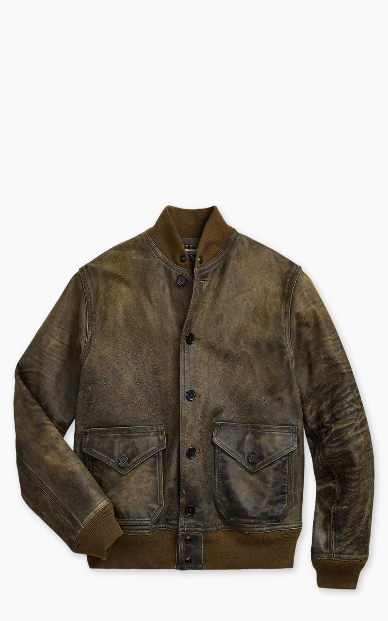 【名作】RRL Indigo-Dyed Leather Jacket S RRL Stanton Indigo Leather Bomber Jacket Vintage Indigo