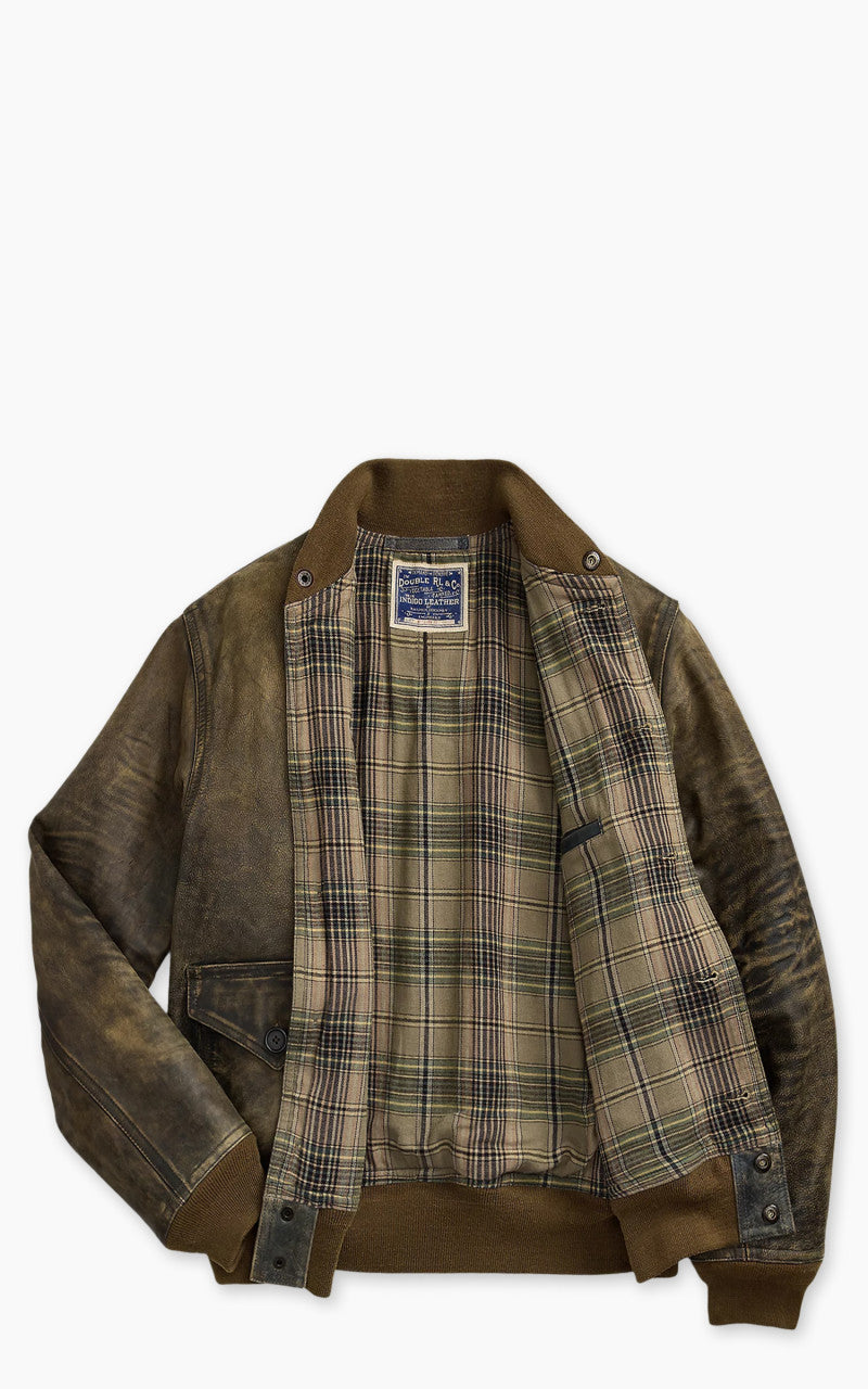 RRL Stanton Indigo Leather Bomber Jacket Vintage Indigo