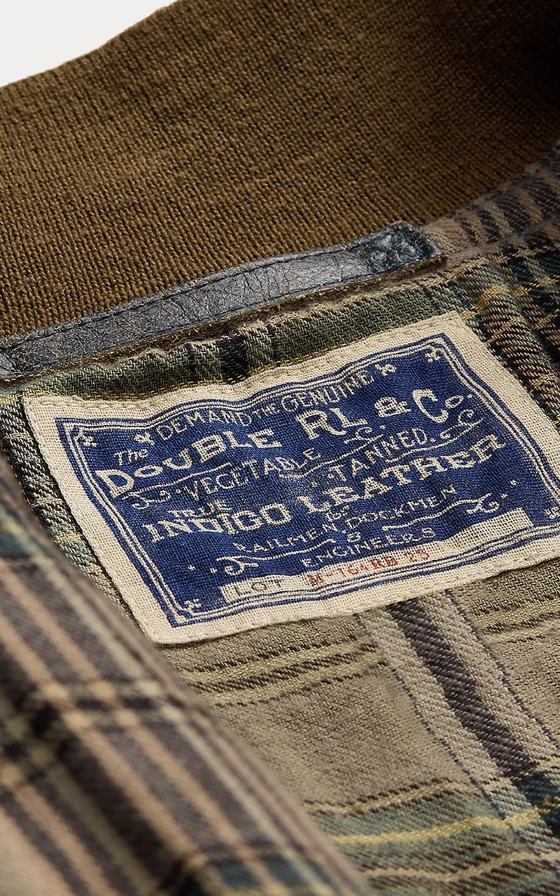 RRL Stanton Indigo Leather Bomber Jacket Vintage Indigo