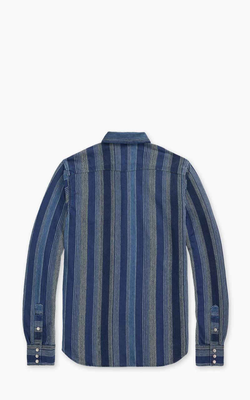 RRL Slim Fit Indigo Striped Western Shirt Indigo/Multi