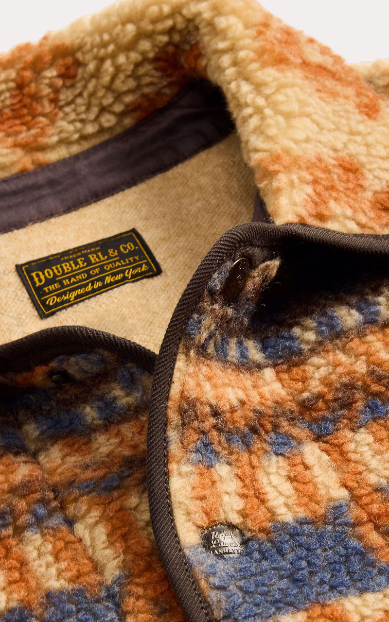 RRL Wool-Blend Pile Fleece Jacket Orange Multi