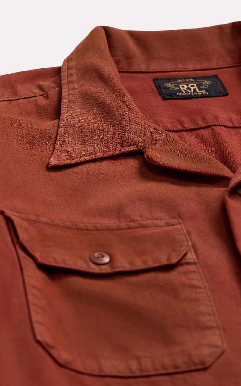 RRL Garment-Dyed Twill Camp Shirt Brick