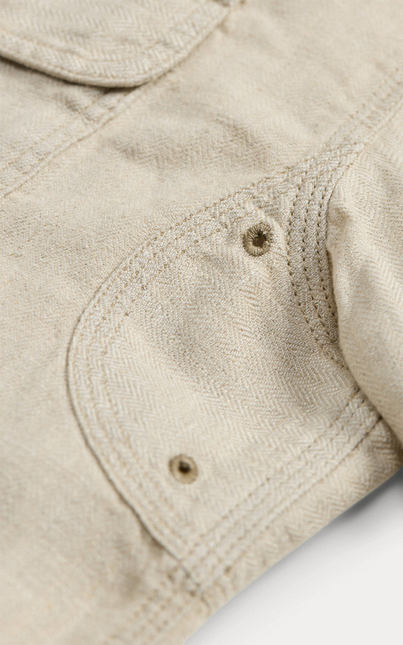 RRL Linen Herringbone Twill Workshirt Natural